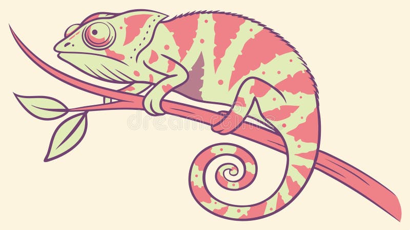 Cameleon colorat cocoțat pe ramură Reptile Wildlife Vector Ilustrație vector design Generative AI stock illustration