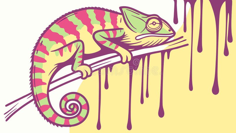 Cameleon colorat cu picurare vopsea efect de proiectare vectorială Generative AI vector illustration