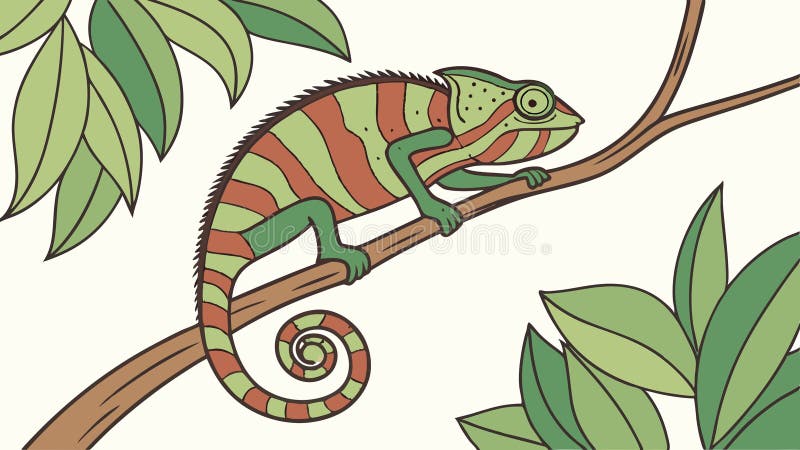 Cameleon colorat pe o ramură de design vectorial de ilustrare Generative AI vector illustration
