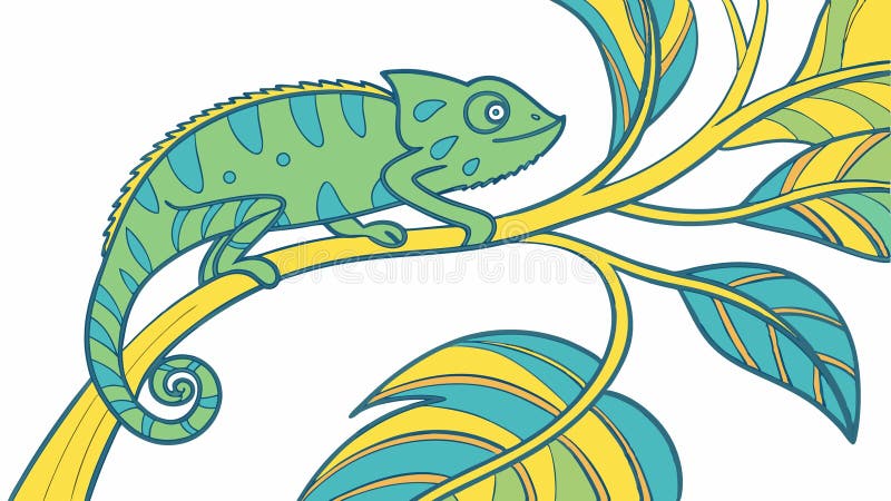 Cameleon colorat pe un design vector de ramură cu frunze Generative AI royalty free illustration