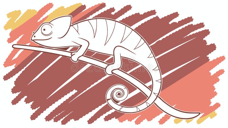 Cameleon pe ramură cu design vectorial de ilustrare a fundalului texturat Generative AI stock illustration