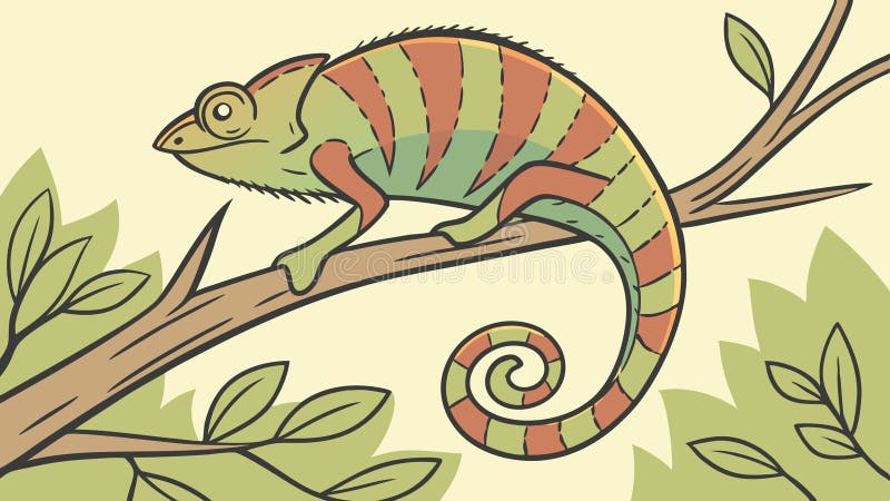 Cameleon pe ramură Reptile colorate Camuflaj vector de design Generative AI stock illustration