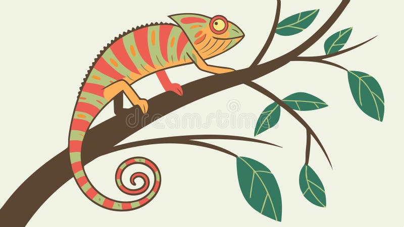 Cameleon pe ramură Reptile colorate Camuflaj vector de design Generative AI royalty free illustration