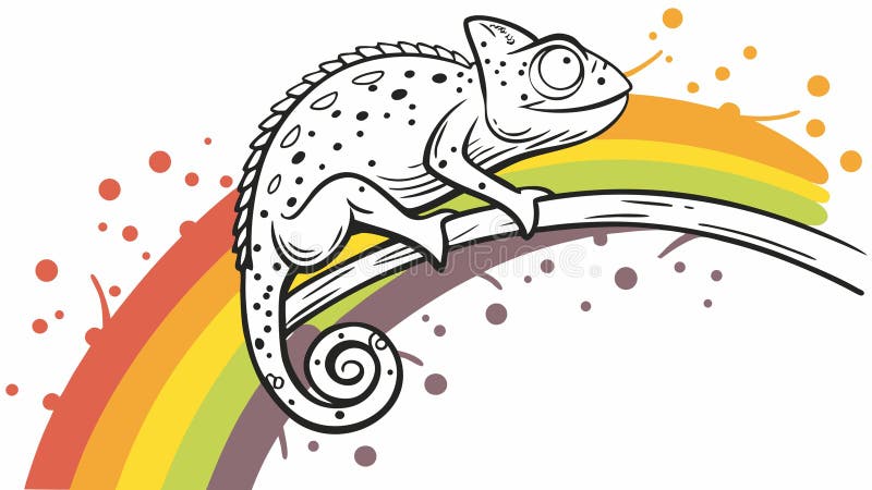 Cameleon plin de culoare pe un design vibrant de vector curcubeu Generative AI royalty free illustration