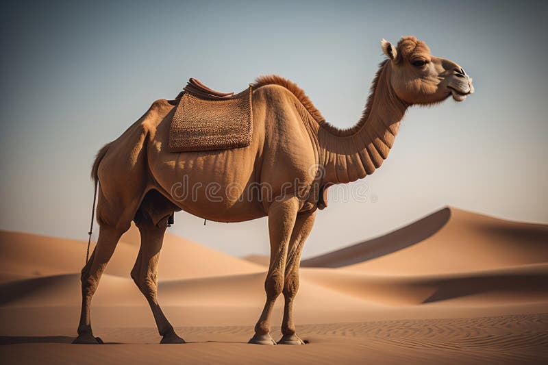 Camel in the Sahara desert. Morocco. Africa. Vintage style. generative ai. Camel in the Sahara desert. Morocco. Africa. Vintage style. generative ai