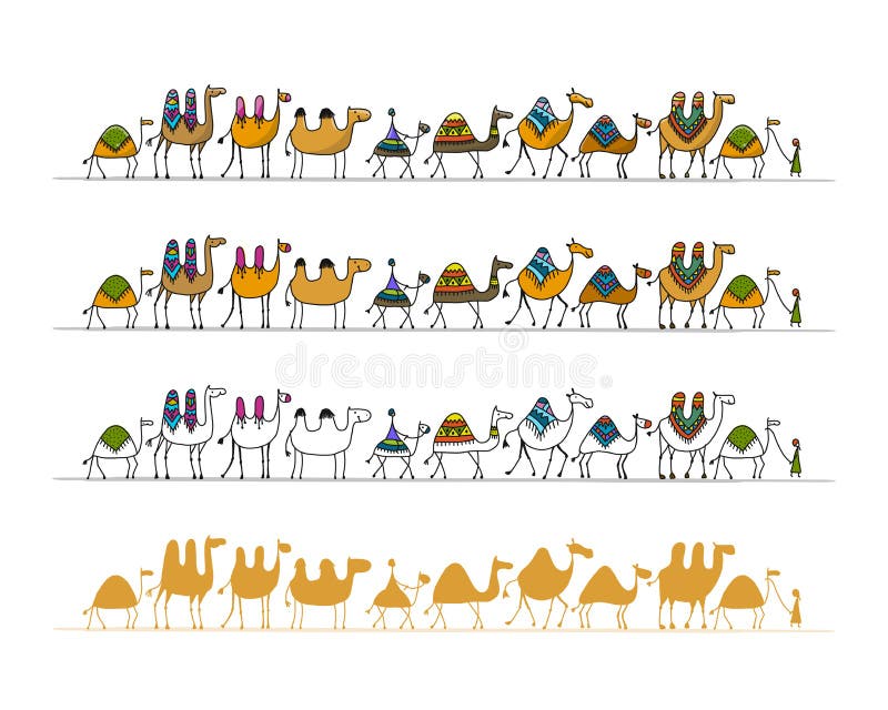 Camels caravan, sketch for your design