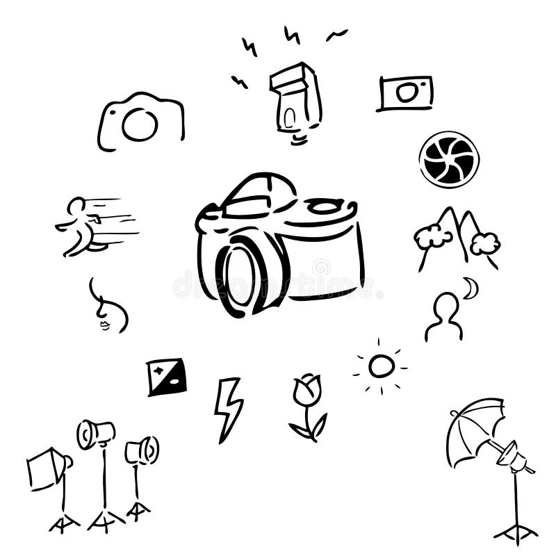 Camera Accessories Drawing Icons Stock Vector - Illustration of camera,  control: 47882638