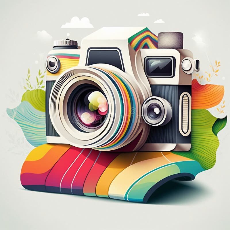 Camera cartoon graphic image colorful illustration vector illustration
