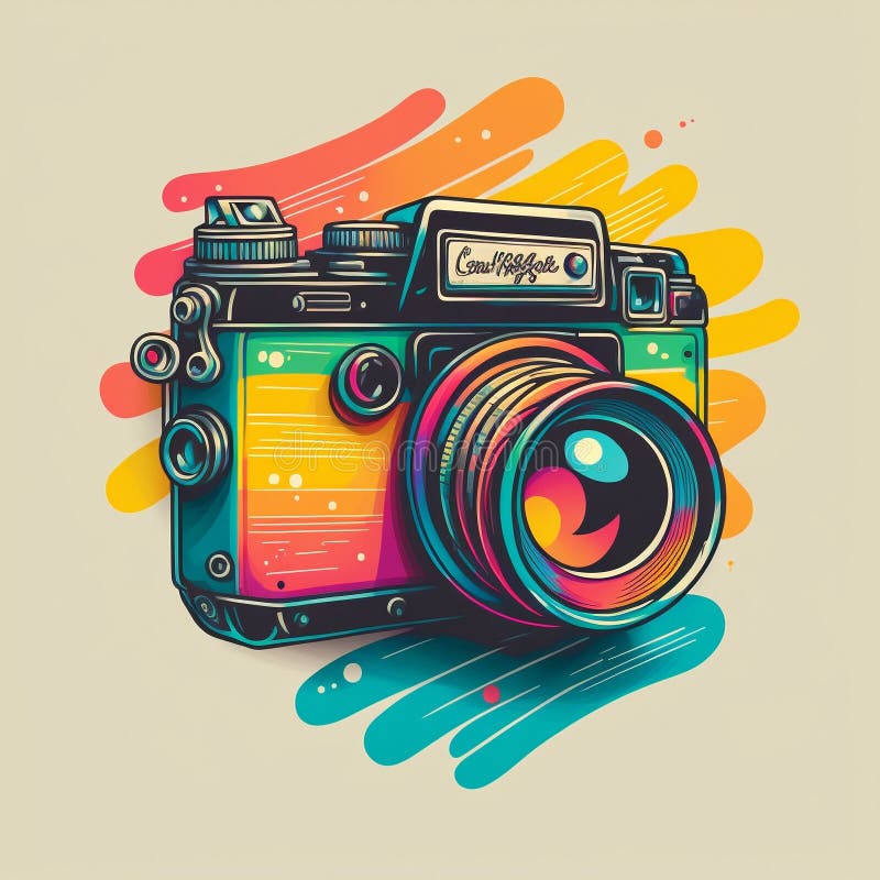 Camera cartoon graphic image colorful illustration