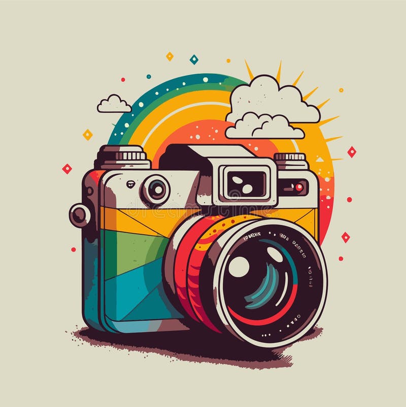 Camera cartoon graphic image colorful illustration