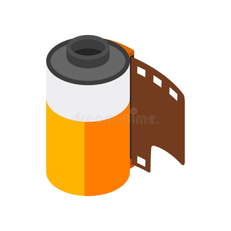 Camera Film Roll Icon, Isometric 3d Style Stock Vector Illustration