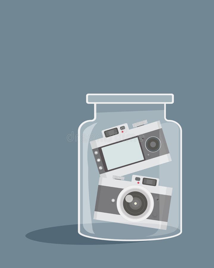 Camera Front View and Back in Jar Stock Vector Illustration of lens