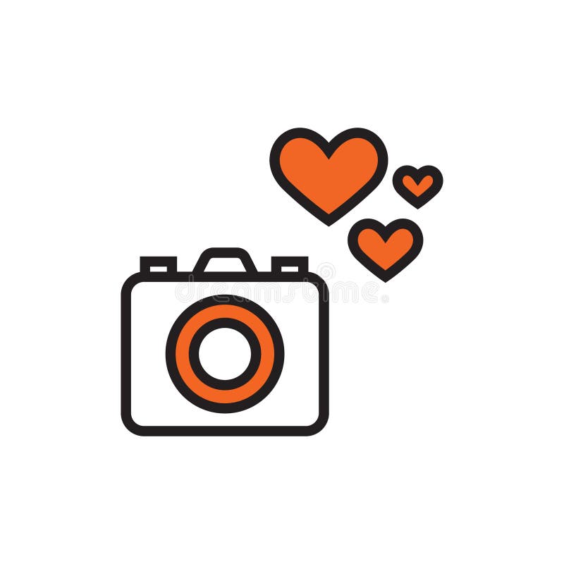 Camera with Heart. Vector Illustration Decorative Design Stock Vector
