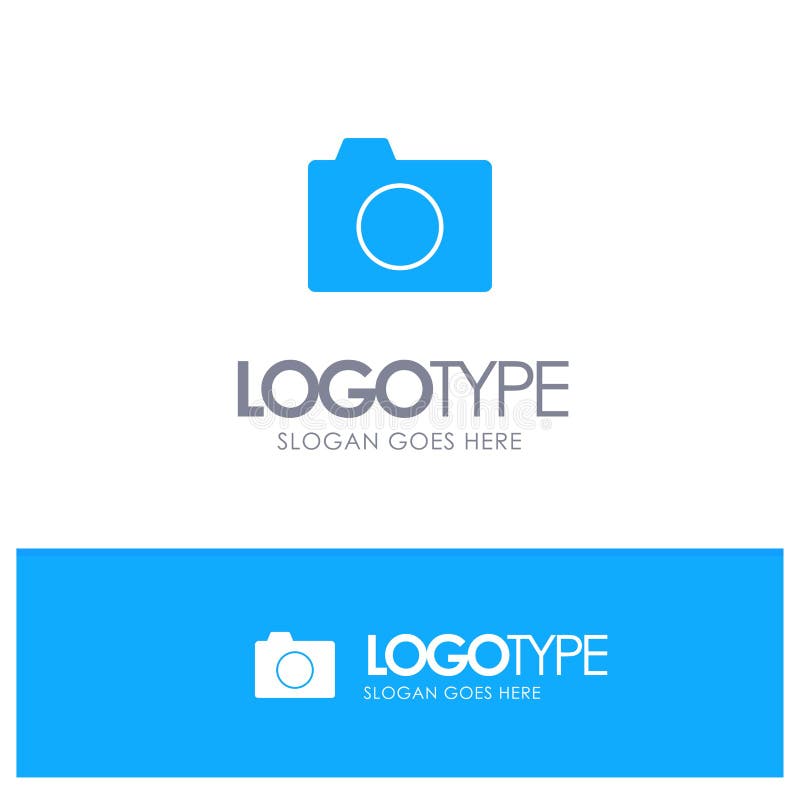 Camera, Image, Photo, Basic Blue Solid Logo with Place for Tagline