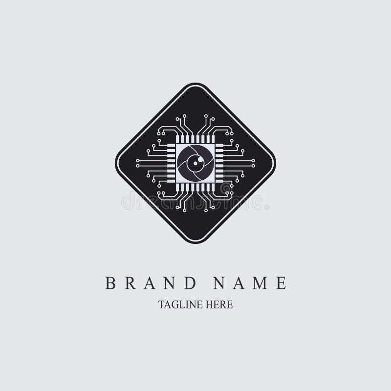 Integrated Circuit Microchip CPU Logo Design Template for Brand or