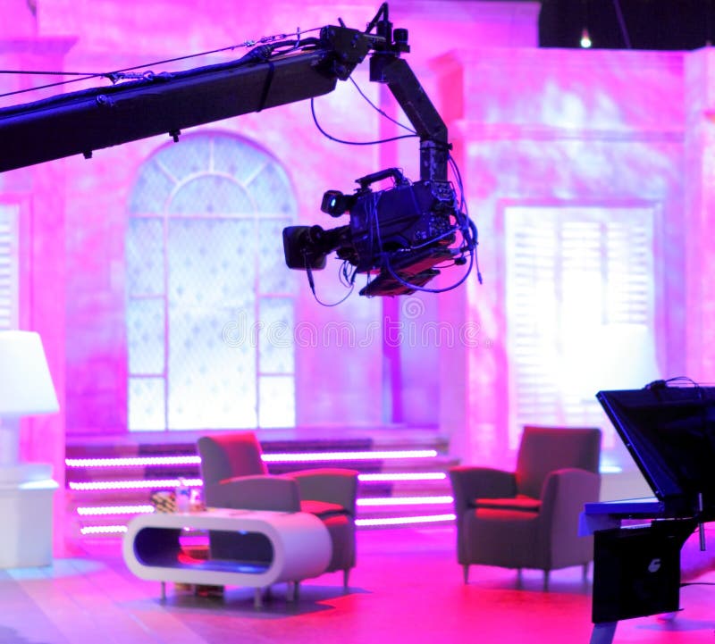 Camera on jib arm in studio