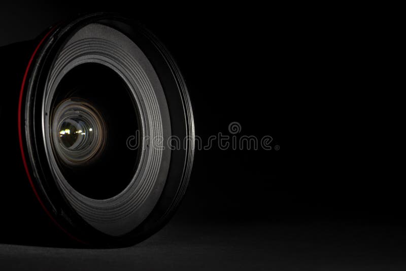 A Camera Lens on Black Background Stock Image - Image of camera, dark:  220132475