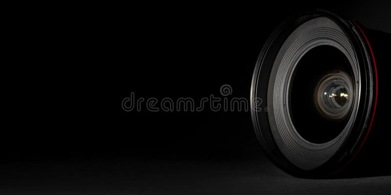 A Camera Lens on Black Background Stock Image - Image of zoom, optic:  220132485