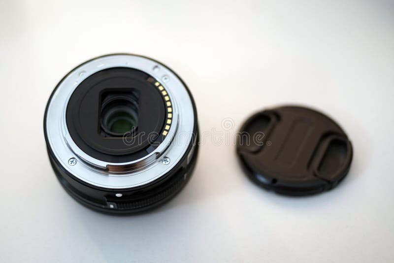 Camera lens and cover cap back side close up stock photography Camera lens and cover cap back side close up stock photography