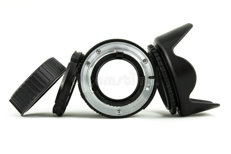 Camera Lens ,lens Cap and Hood Stock Photo Image of front, optic