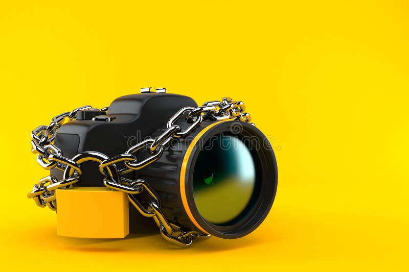 Camera Locked by Chain and Padlock Stock Illustration Illustration of