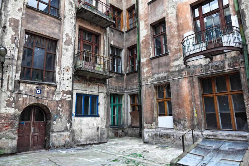 Old decadent houses in lodz town poland. Old decadent houses in lodz town poland