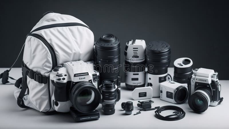 Camera met professionele uitrusting vector illustratie