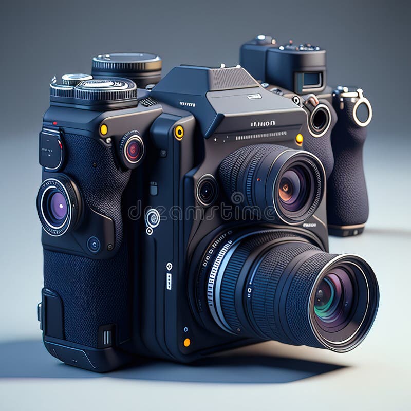 Camera op lijst sluit dicht 3 d terug vector illustratie