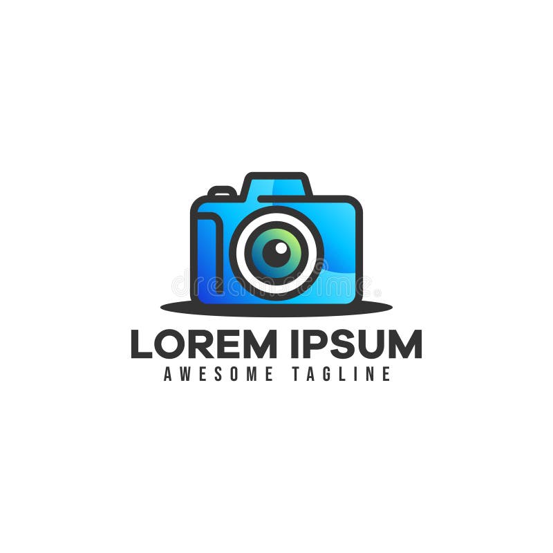 Camera Photography Logo. Blue Color Vector Illustration is Suitable for