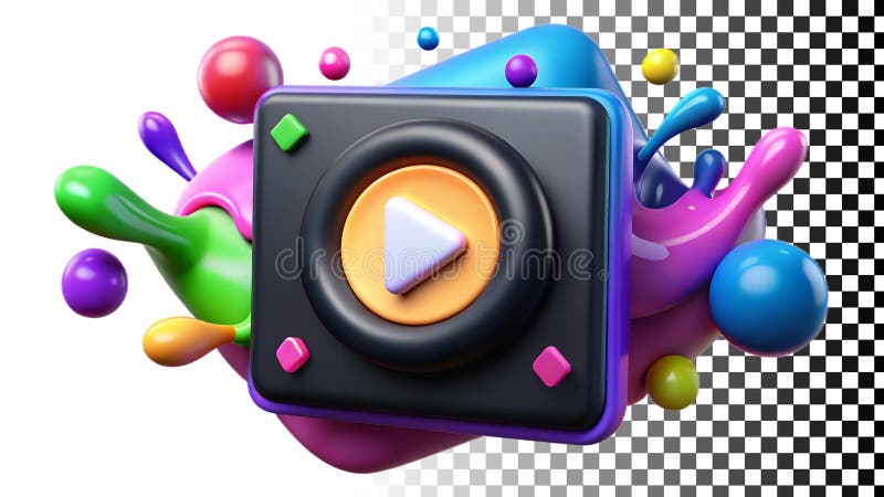 Camera with play button, video recording, media player, multimedia icon png transparent image Generative AI. A camera icon with a play button, representing video recording and multimedia players. Ideal for video editing apps and media-related designs. Multimedia camera play icon png transparent image Generative AI
