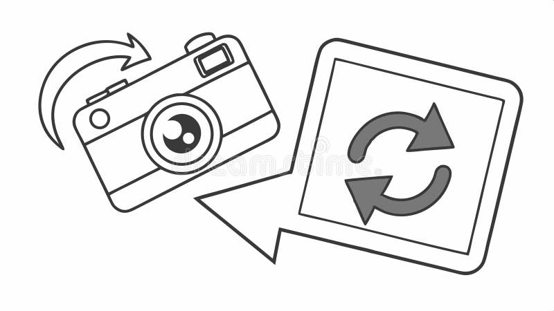 Camera and refresh arrows, image editing and update vector design Generative AI stock illustration