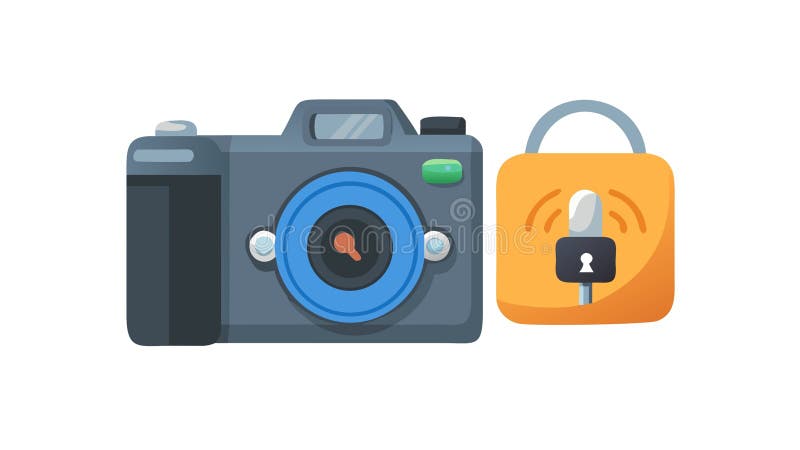Camera Security Lock: Protecting Digital Media & Assets, vector design Generative AI royalty free illustration
