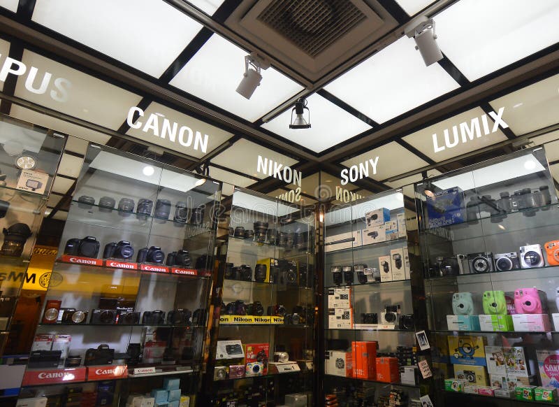 Camera shop editorial stock photo. Image of great, main 134080918
