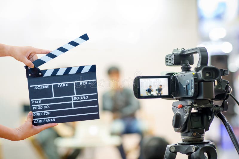 Camera show viewfinder image catch motion in interview or broadcast wedding ceremony royalty free stock photo