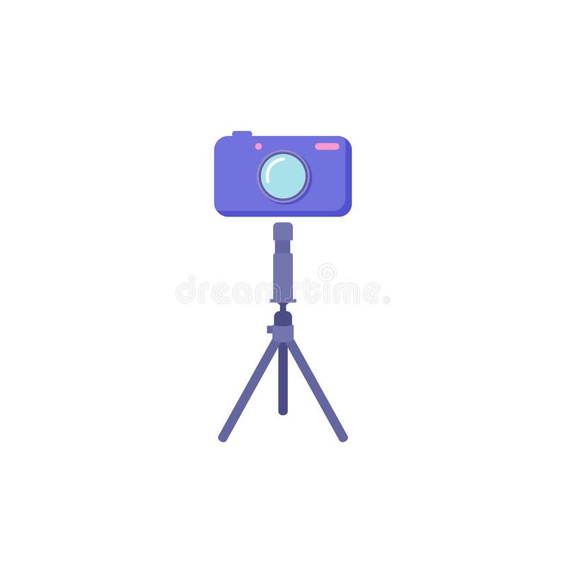Camera on Tripod Clipart. Asd Isolated Flat Vector Clipart Stock Vector