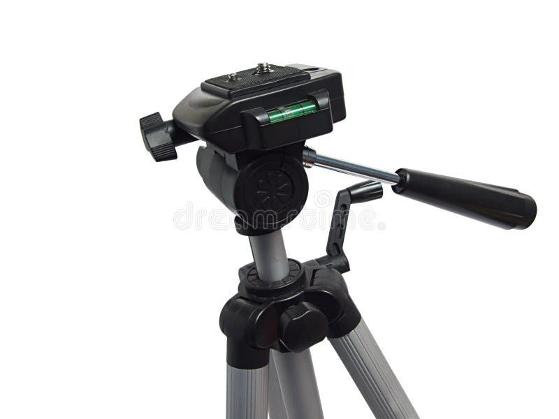 Camera tripod over white