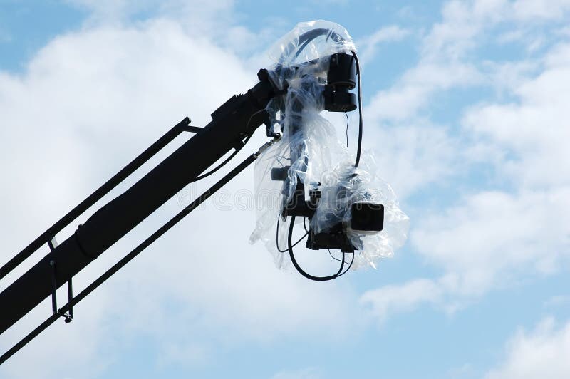 Camera under cover on crane or jib