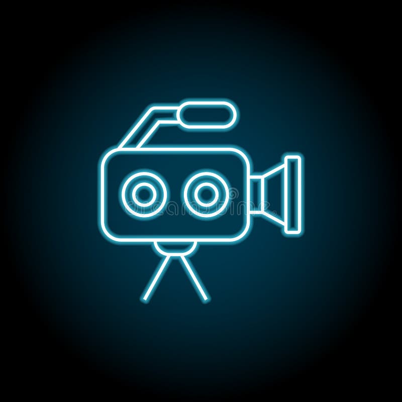 Camera, video blue neon icon. 