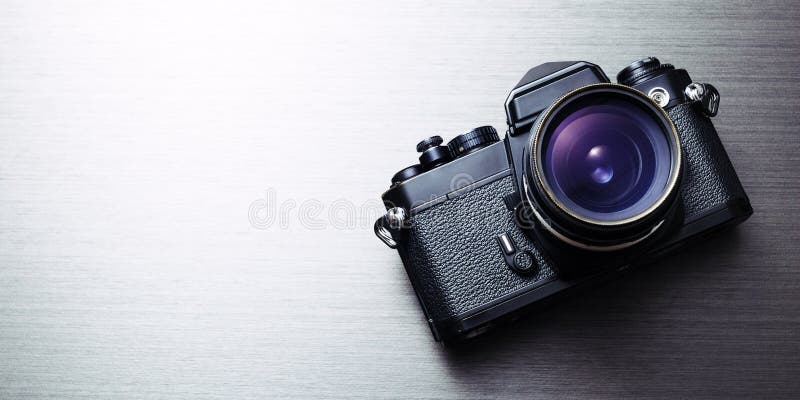 Photography Camera, Vintage, Brushed Aluminum Texture,banner Stock Image -  Image of classic, equipment: 54457309