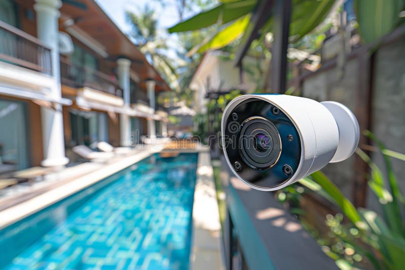 Camera voice commands automate home security settings, integrating CCTV controls with IoT advancements for state-of-the-art operat vector illustration
