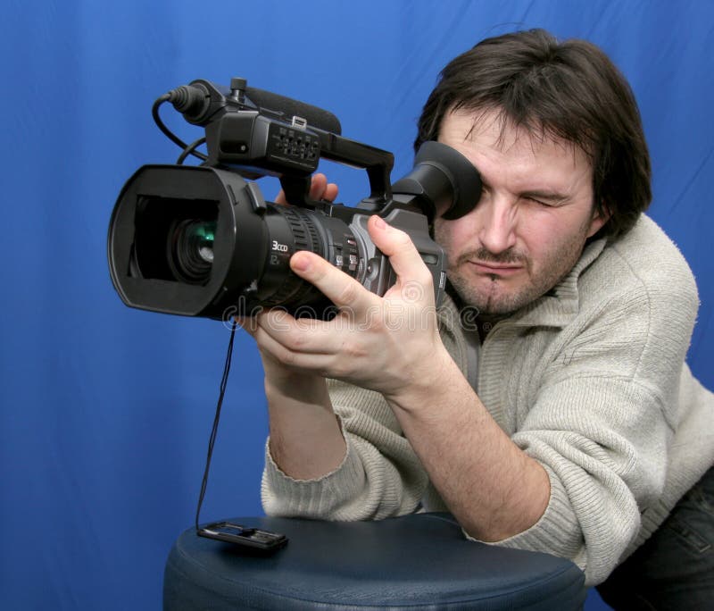 Man Taping with Video Camera Stock Photo Image of videograph, video
