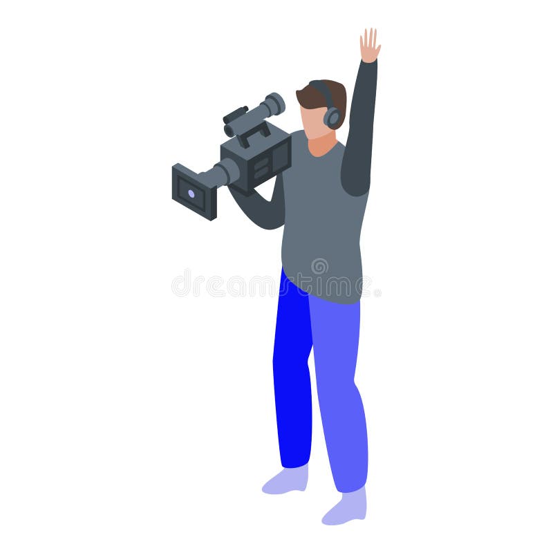 Cameraman Holding Movie Camera Shooting Stock Illustration ...