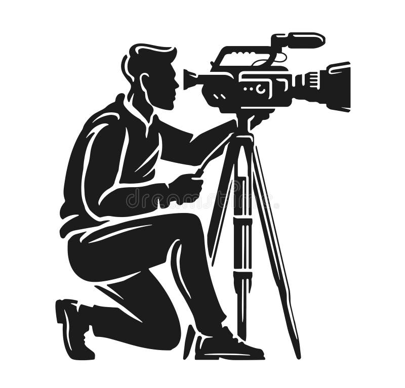 Cameraman working with professional camera. Videographer with studio equipment and shooting video royalty free illustration