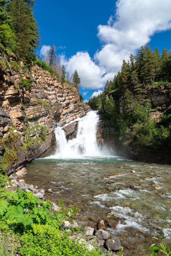 Cameron Falls Waterfall in Waterton Lakes National Park, Canada Stock