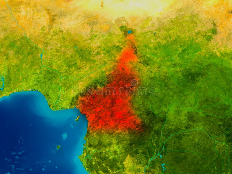 Cameroon na fizycznej mapie ilustracji Cameroon na fizycznej mapie ilustracji