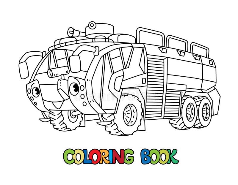 Camión De Bomberos O Bombero Con Ojos Para Colorear Libro Ilustración del  Vector - Ilustración de divertido, carro: 219544159