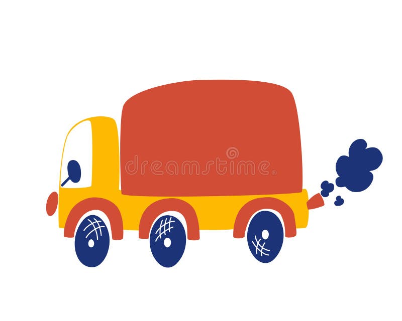Caminhão trator no trabalho ilustração vetorial de desenho animado