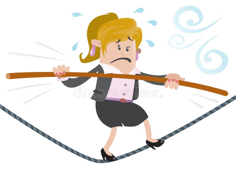 A Empresária Buddy equilibra-se na corda bamba ilustração royalty free