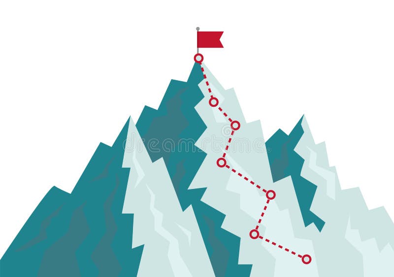 Caminho para subir montanha. percurso plano com direção da linha. conceito de cartografia progressão na carreira. plano alpinismo
