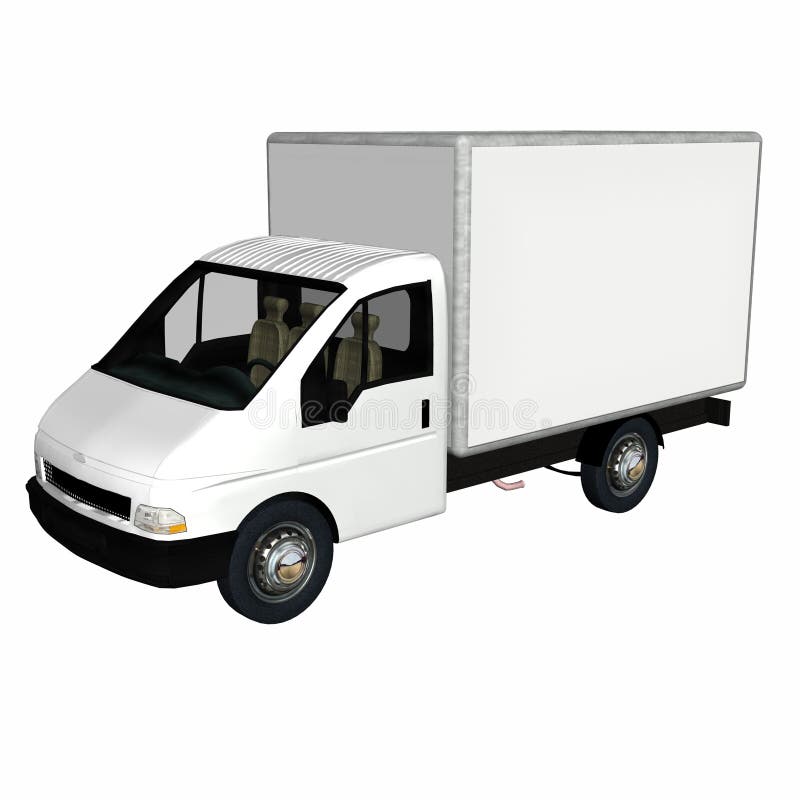 White Delivery / Cargo Truck with blank body ready for your text. Isolated on a white background. White Delivery / Cargo Truck with blank body ready for your text. Isolated on a white background.